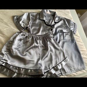 Blue silver satin PJ/ pajamas, night wear set